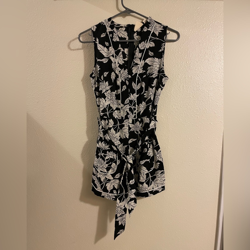 Black and white floral romper